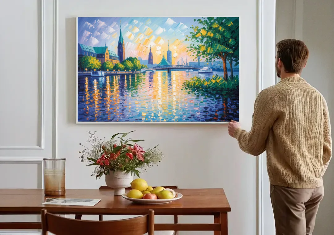 Alster Serenity canvas wall art above a dining table