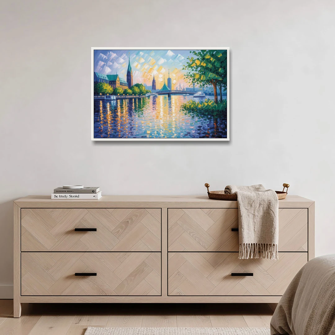 Alster Serenity - White Framed Canvas Wall Art - Coffee Table - 36x24