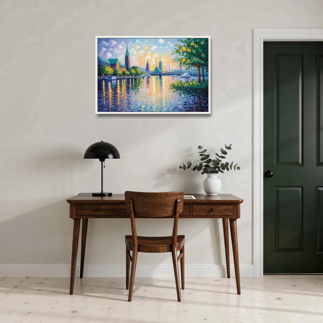Alster Serenity - White Framed Canvas Wall Art - Office - 36x24
