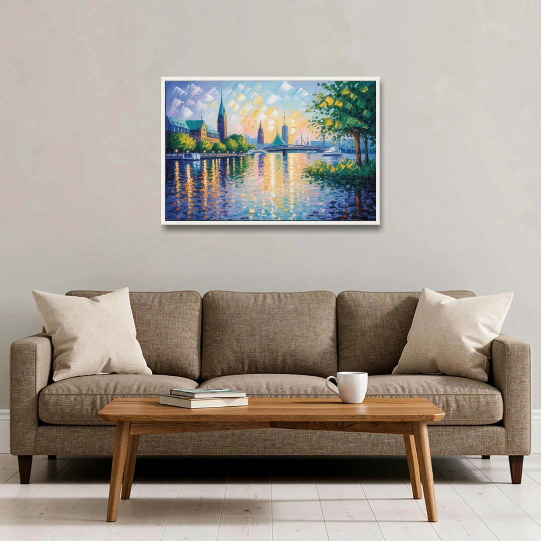 Alster Serenity - White Framed Canvas Wall Art - Sofa - 36x24