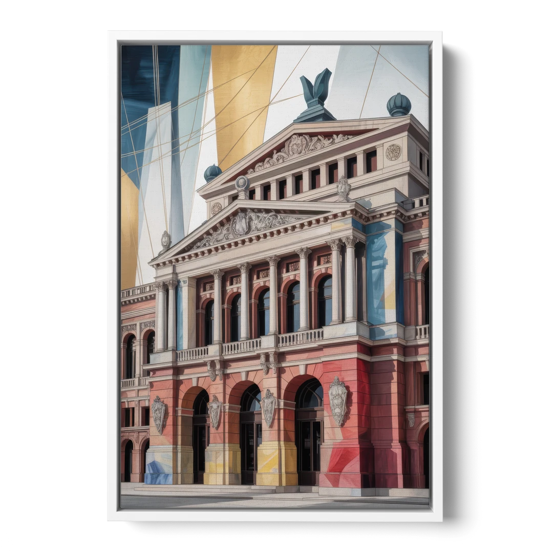 Alte Oper Majesty - White Framed Canvas Wall Art - Front
