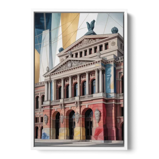 Alte Oper Majesty - White Framed Canvas Wall Art - Front