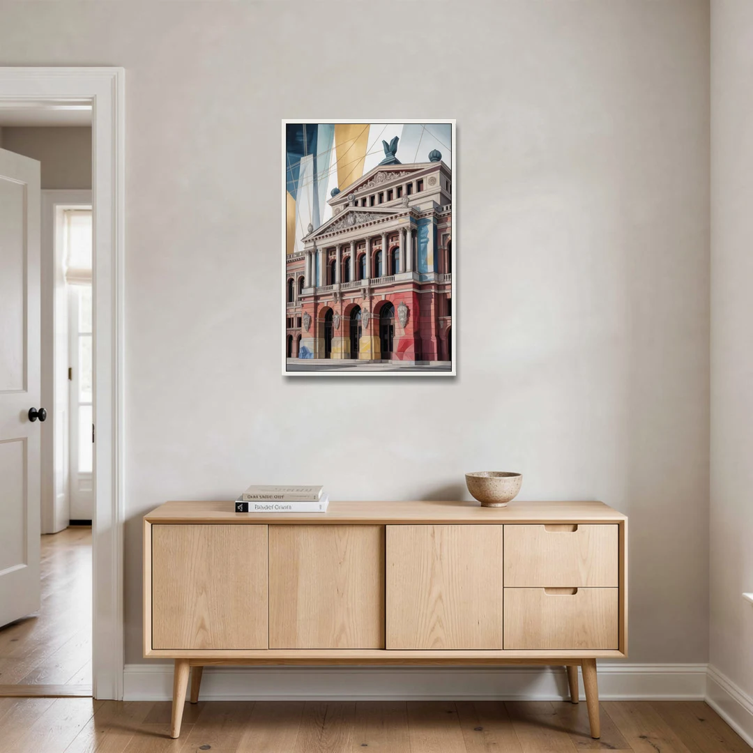 Alte Oper Majesty - White Framed Canvas Wall Art - Coffee Table - 24x36