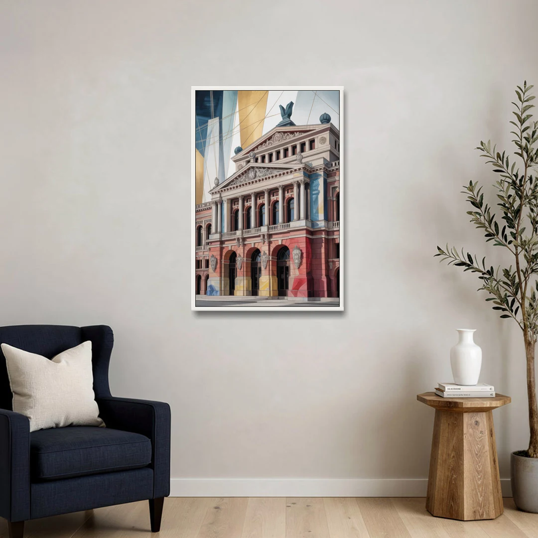 Alte Oper Majesty - White Framed Canvas Wall Art - Sofa - 24x36
