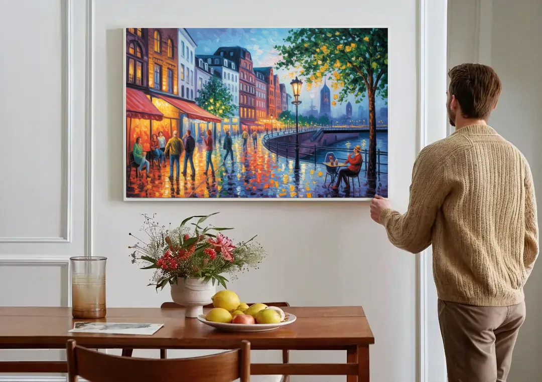 Altstadt Charm canvas wall art above a dining table