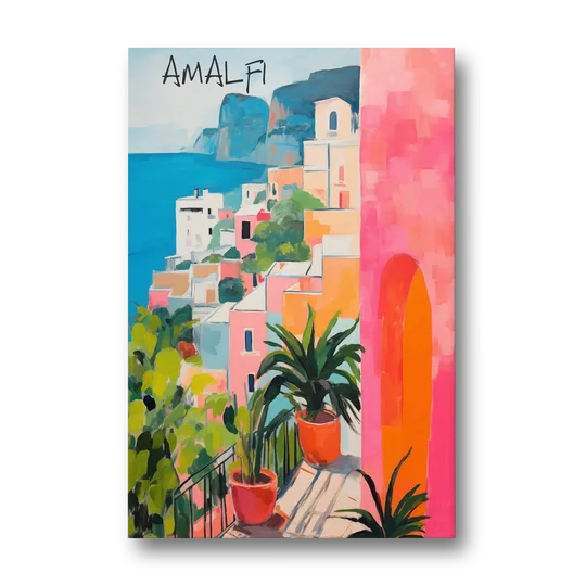 Amalfi Art with a Pink Arch - Canvas Wall Art - Front