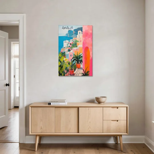 Amalfi Art with a Pink Arch - Canvas Wall Art - Coffee Table - 24x36