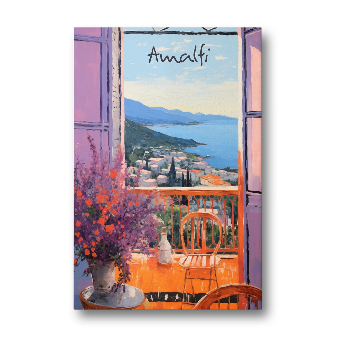 Amalfi Coast Art Through a Window - Canvas Wall Art - Front