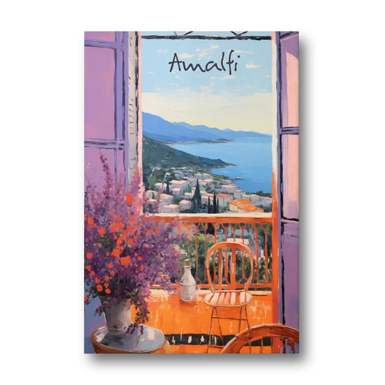 Amalfi Coast Art Through a Window - Canvas Wall Art - Front