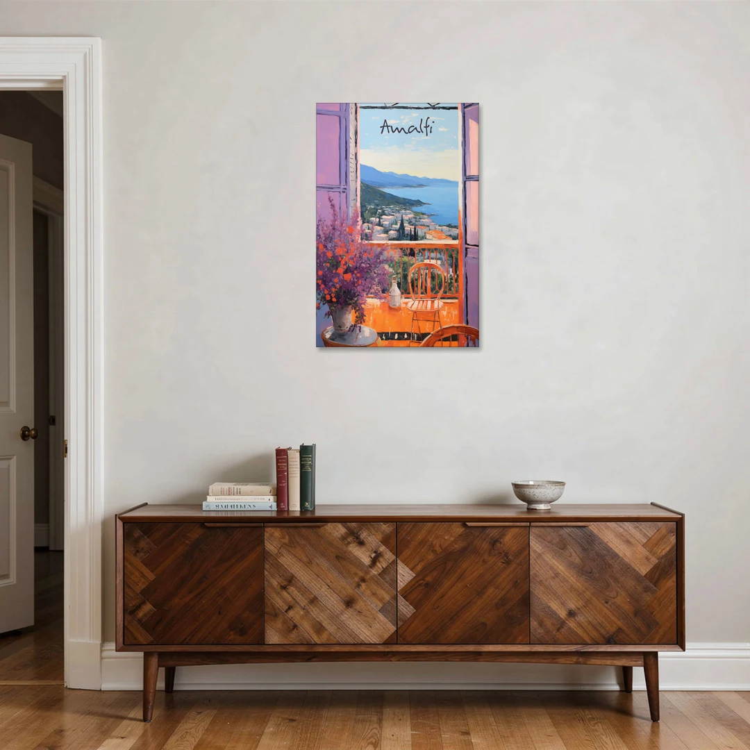 Amalfi Coast Art Through a Window - Canvas Wall Art - Coffee Table - 24x36