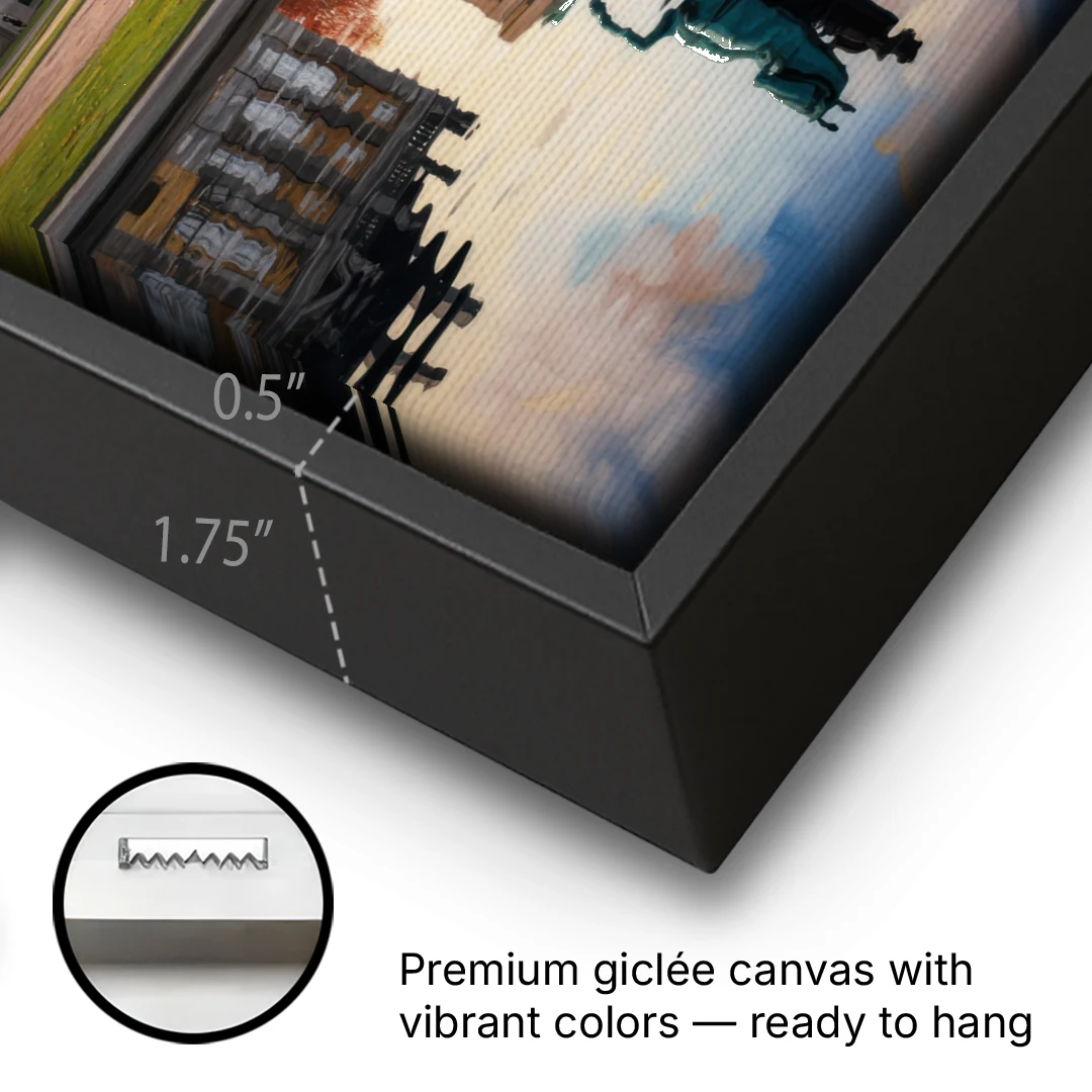 Amalienborg Majesty - Black Framed Canvas Wall Art - Gallery Wrap Corner