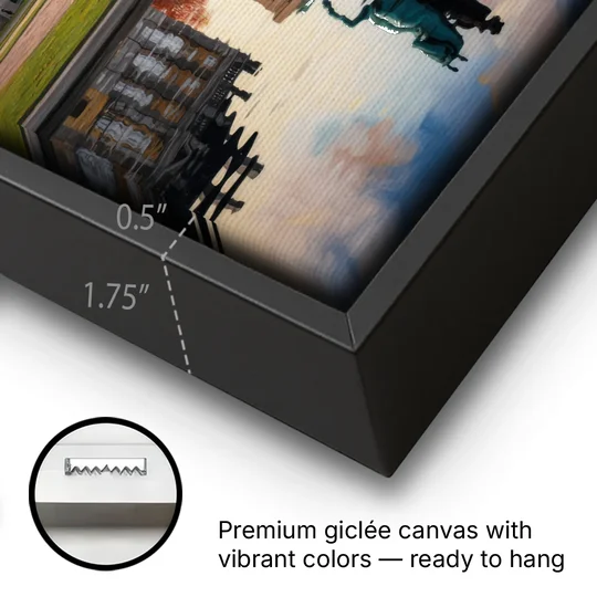 Amalienborg Majesty - Black Framed Canvas Wall Art - Gallery Wrap Corner