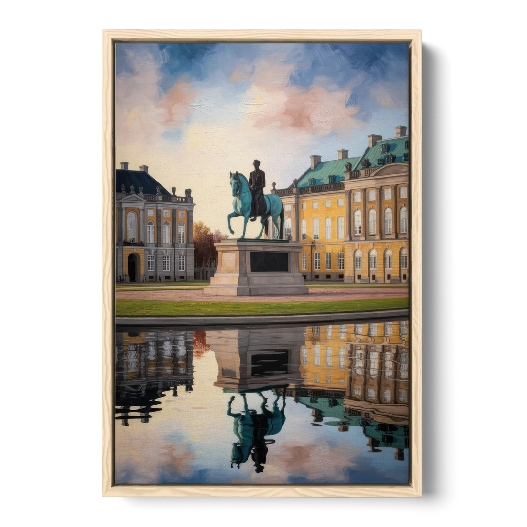 Amalienborg Majesty - Oak Framed Canvas Wall Art - Front
