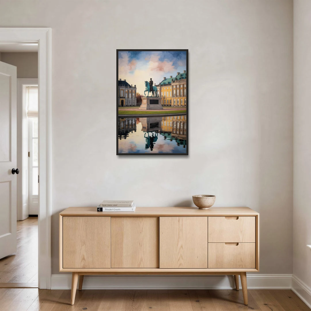 Amalienborg Majesty - Black Framed Canvas Wall Art - Coffee Table - 24x36