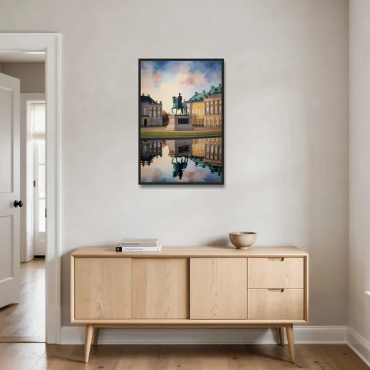 Amalienborg Majesty - Black Framed Canvas Wall Art - Coffee Table - 24x36