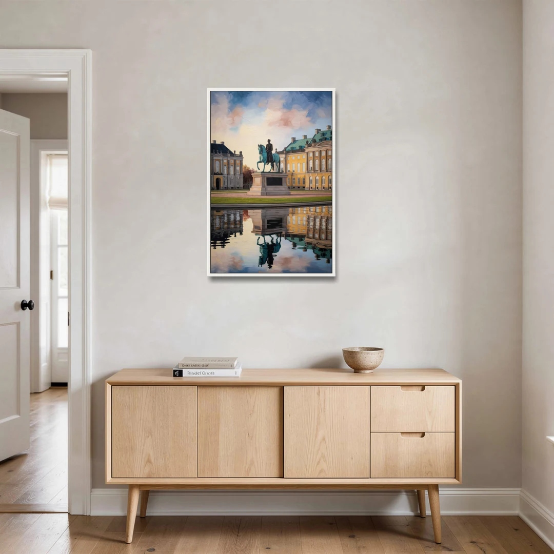 Amalienborg Majesty - White Framed Canvas Wall Art - Coffee Table - 24x36