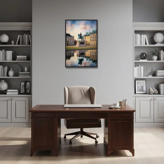 Amalienborg Majesty - Black Framed Canvas Wall Art - Office - 24x36