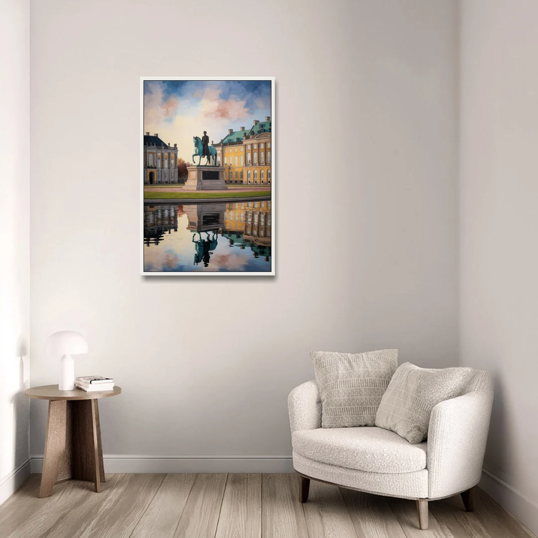 Amalienborg Majesty - White Framed Canvas Wall Art - Sofa - 24x36