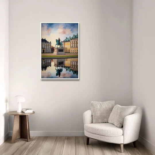 Amalienborg Majesty - White Framed Canvas Wall Art - Sofa - 24x36