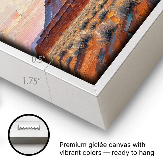 American Landscape Painting of a Desert Mesa - White Framed Canvas Wall Art - Gallery Wrap Corner