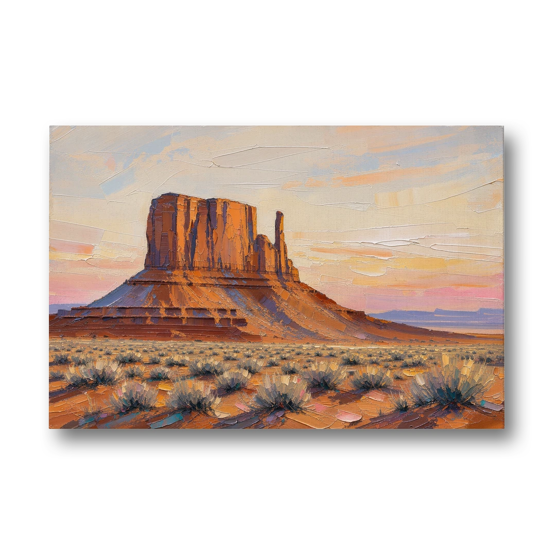 American Landscape Painting of a Desert Mesa - Canvas Wall Art - Front