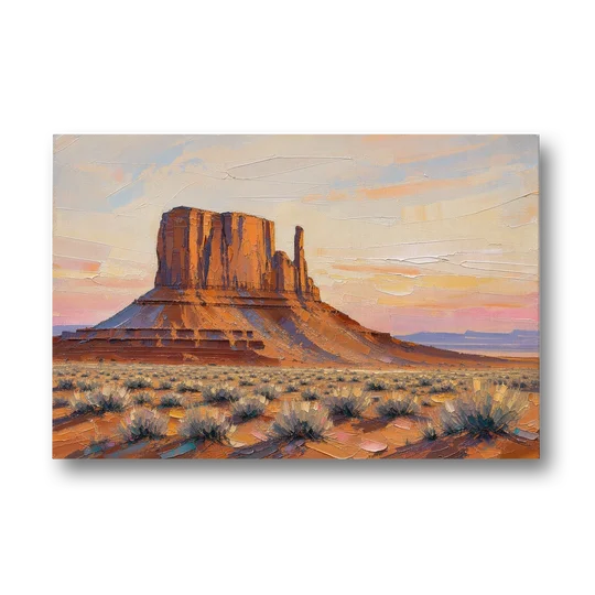 American Landscape Painting of a Desert Mesa - Canvas Wall Art - Front
