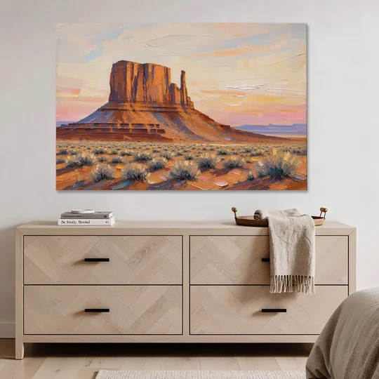 American Landscape Painting of a Desert Mesa - Canvas Wall Art - Coffee Table - 60x40