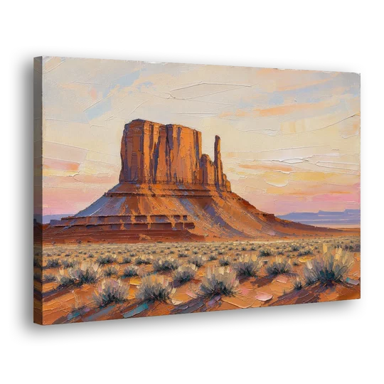 American Landscape Painting of a Desert Mesa - Canvas Wall Art - Side