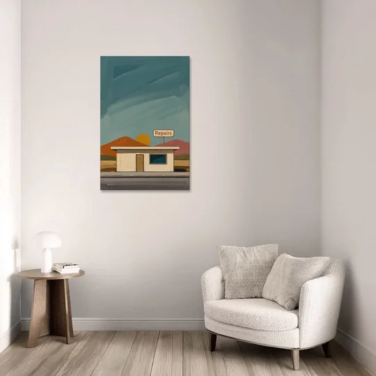 Americana Wall Art Roadside Repairs at Dusk - Canvas Wall Art - Sofa - 24x36