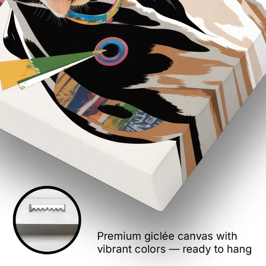 Amusing Cow with Sunglasses - Canvas Wall Art - Gallery Wrap Corner