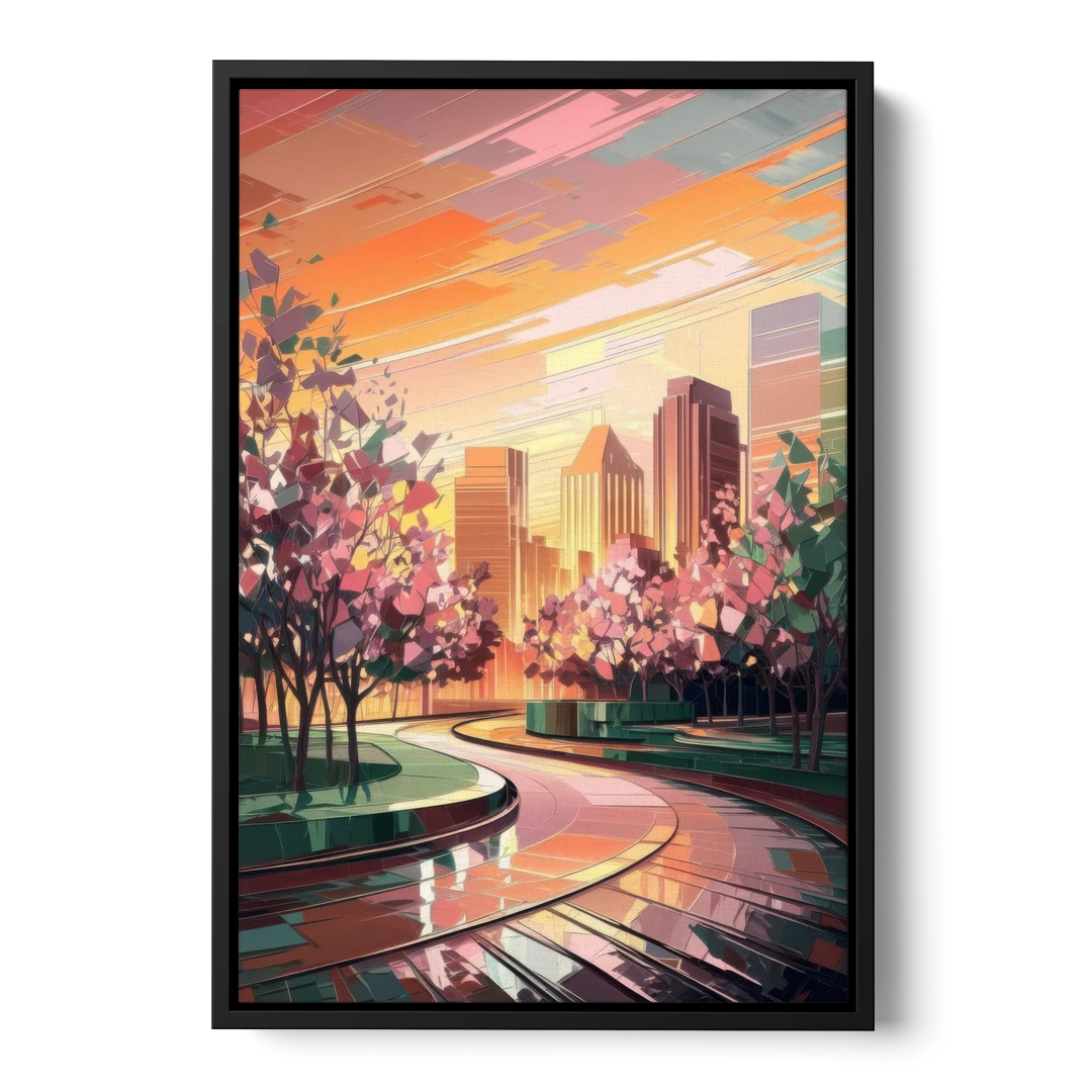 Anaheim Cityscape Vibes - Black Framed Canvas Wall Art - Front