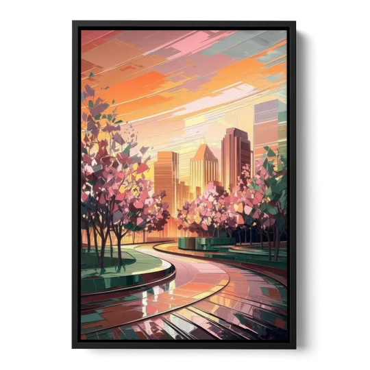 Anaheim Cityscape Vibes - Black Framed Canvas Wall Art - Front