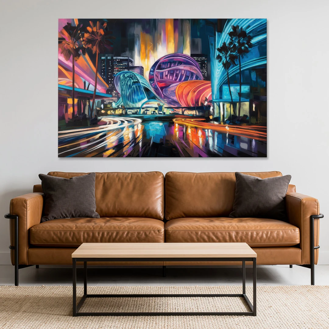 Anaheim Downtown Glow - Canvas Wall Art - Sofa - 60x40