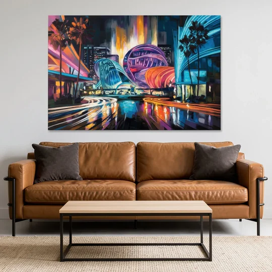 Anaheim Downtown Glow - Canvas Wall Art - Sofa - 60x40
