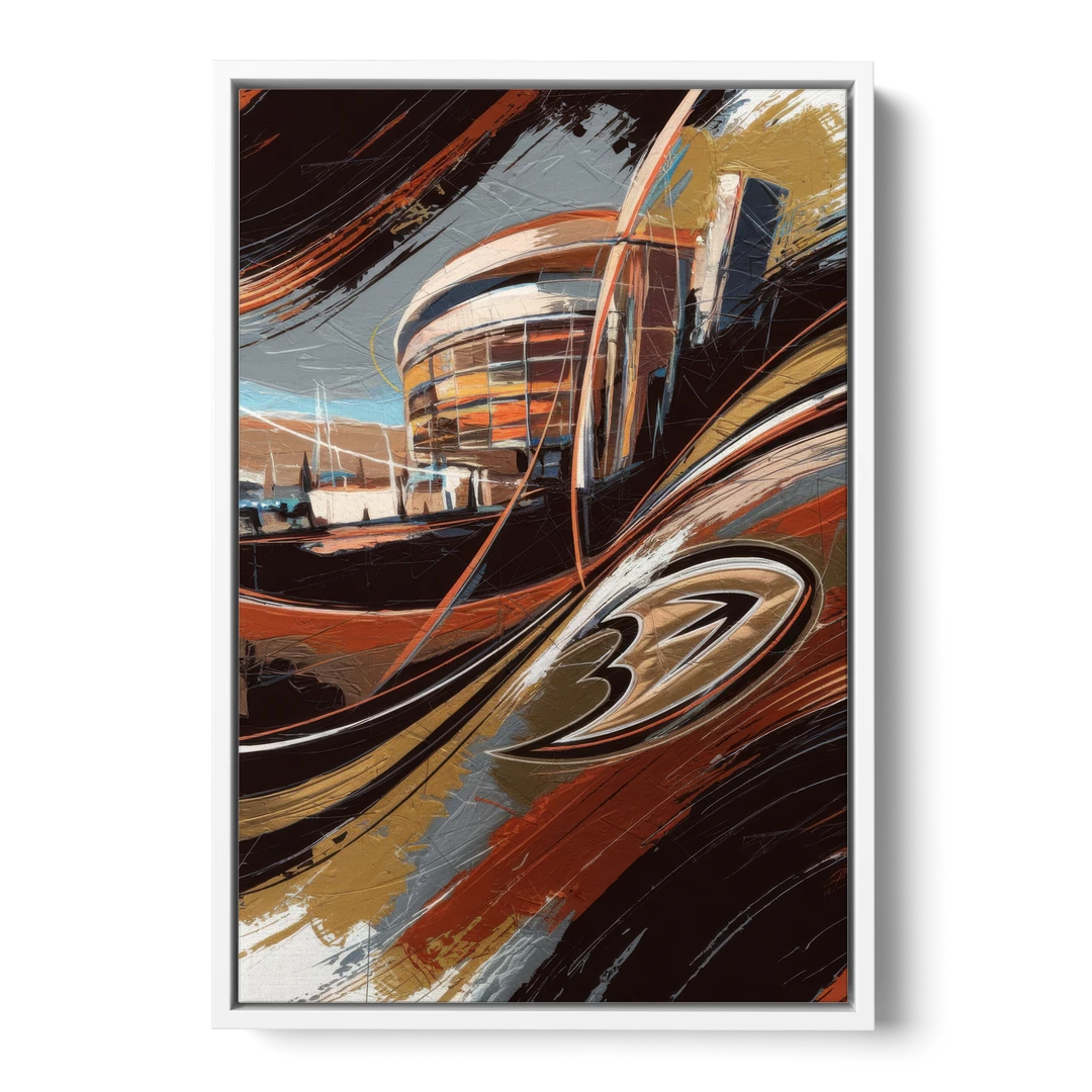 Anaheim Ducks Legacy - White Framed Canvas Wall Art - Front