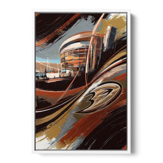 Anaheim Ducks Legacy - White Framed Canvas Wall Art - Front