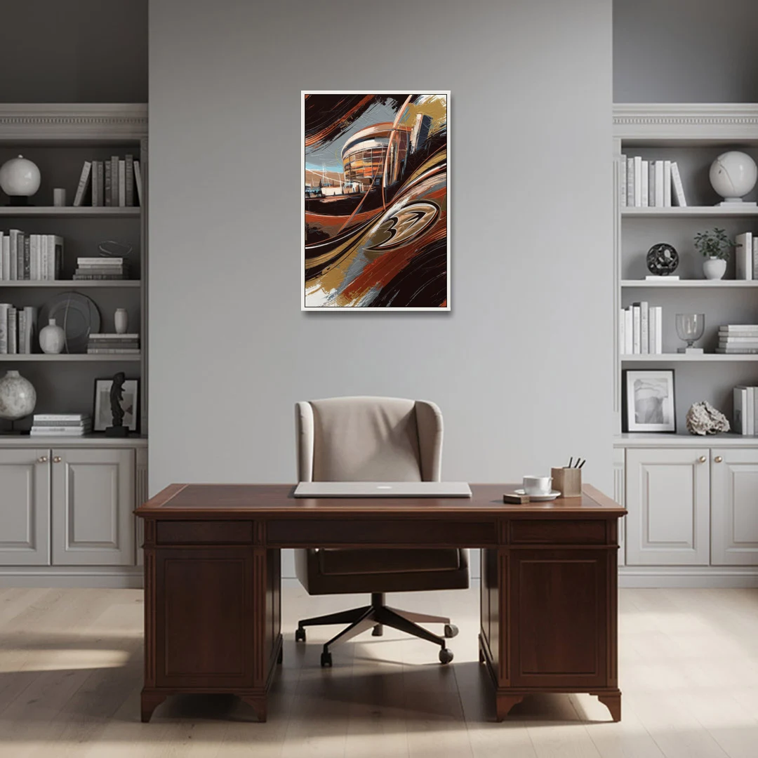 Anaheim Ducks Legacy - White Framed Canvas Wall Art - Office - 24x36