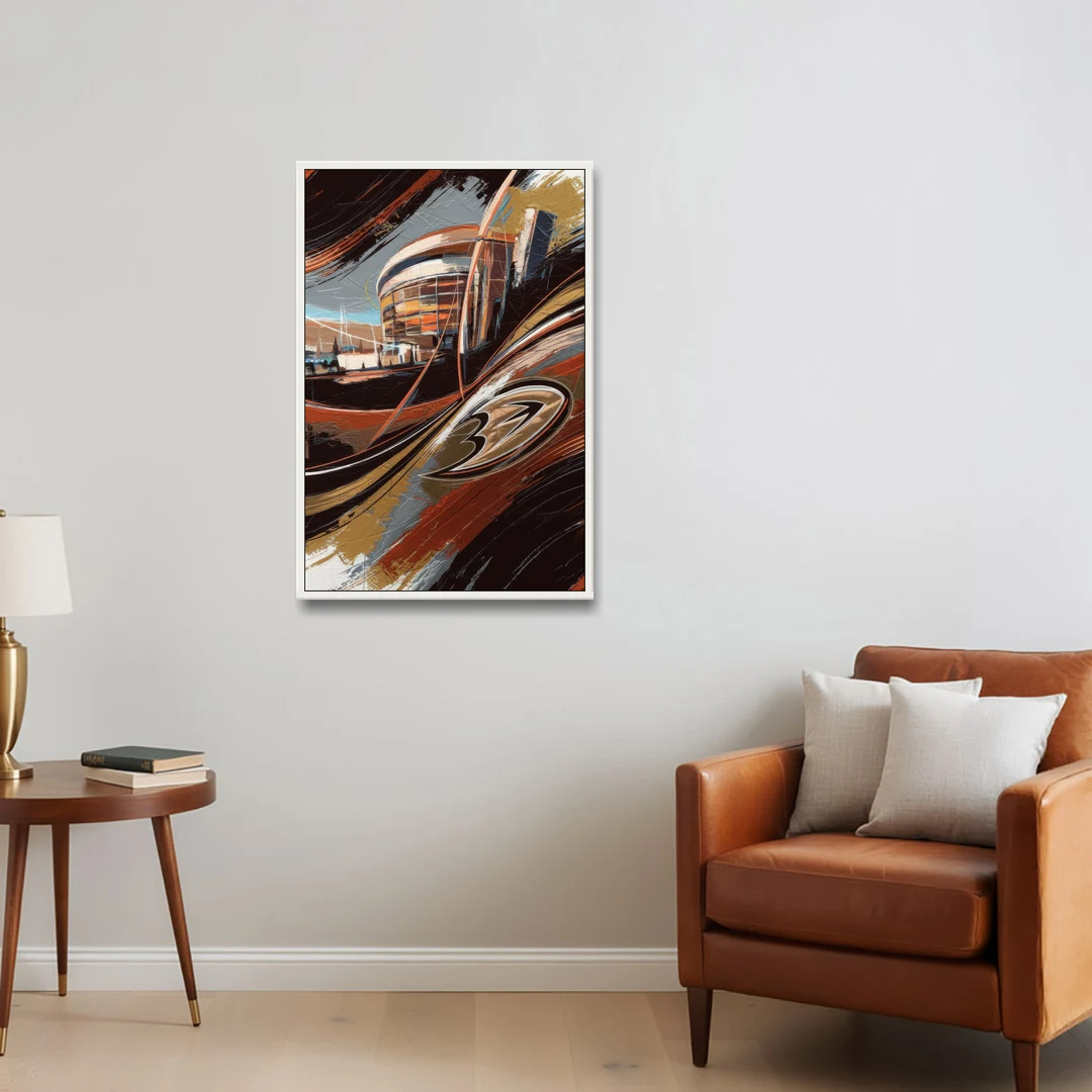 Anaheim Ducks Legacy - White Framed Canvas Wall Art - Sofa - 24x36