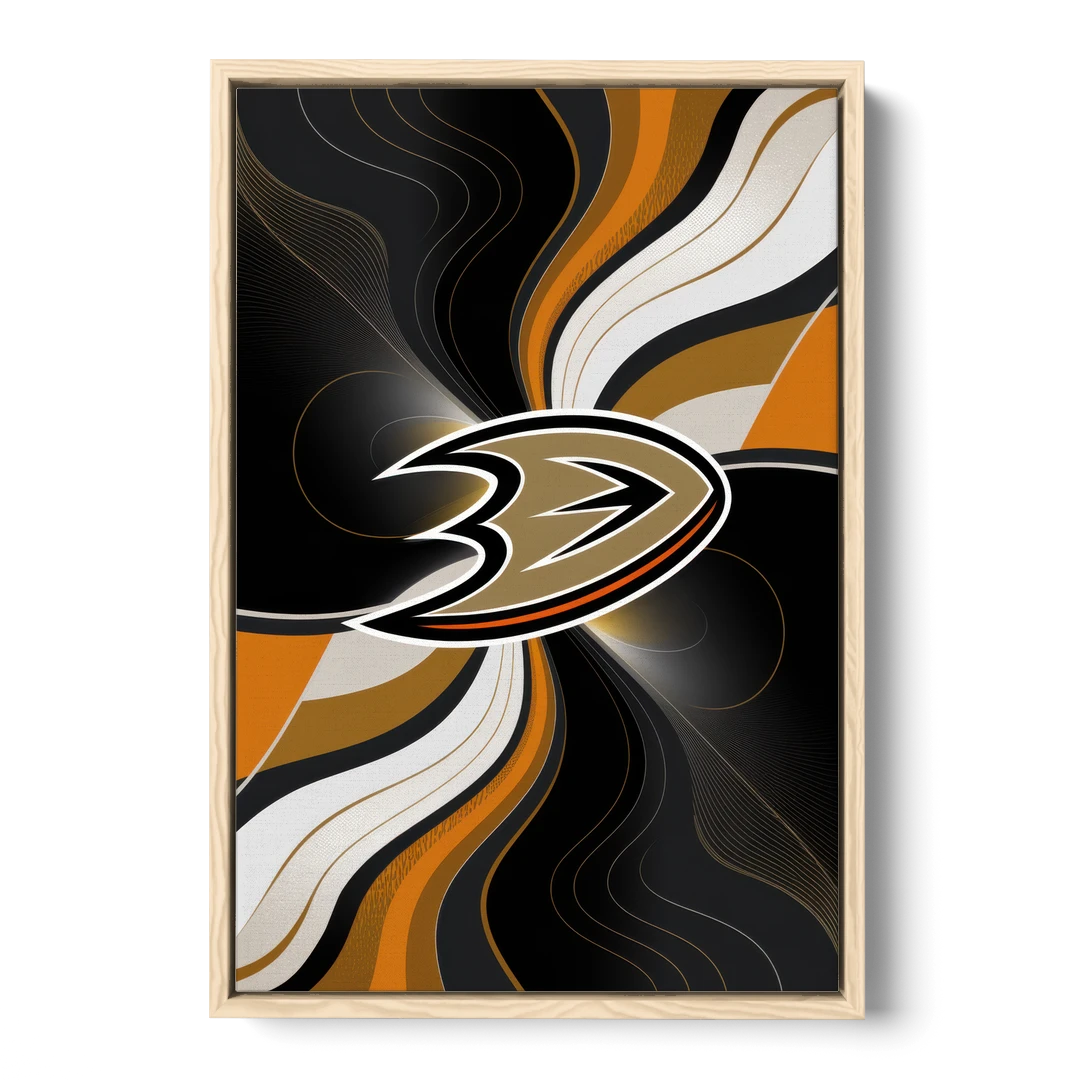 Anaheim Ducks Pride - Oak Framed Canvas Wall Art - Front