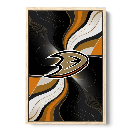 Anaheim Ducks Pride - Oak Framed Canvas Wall Art - Front