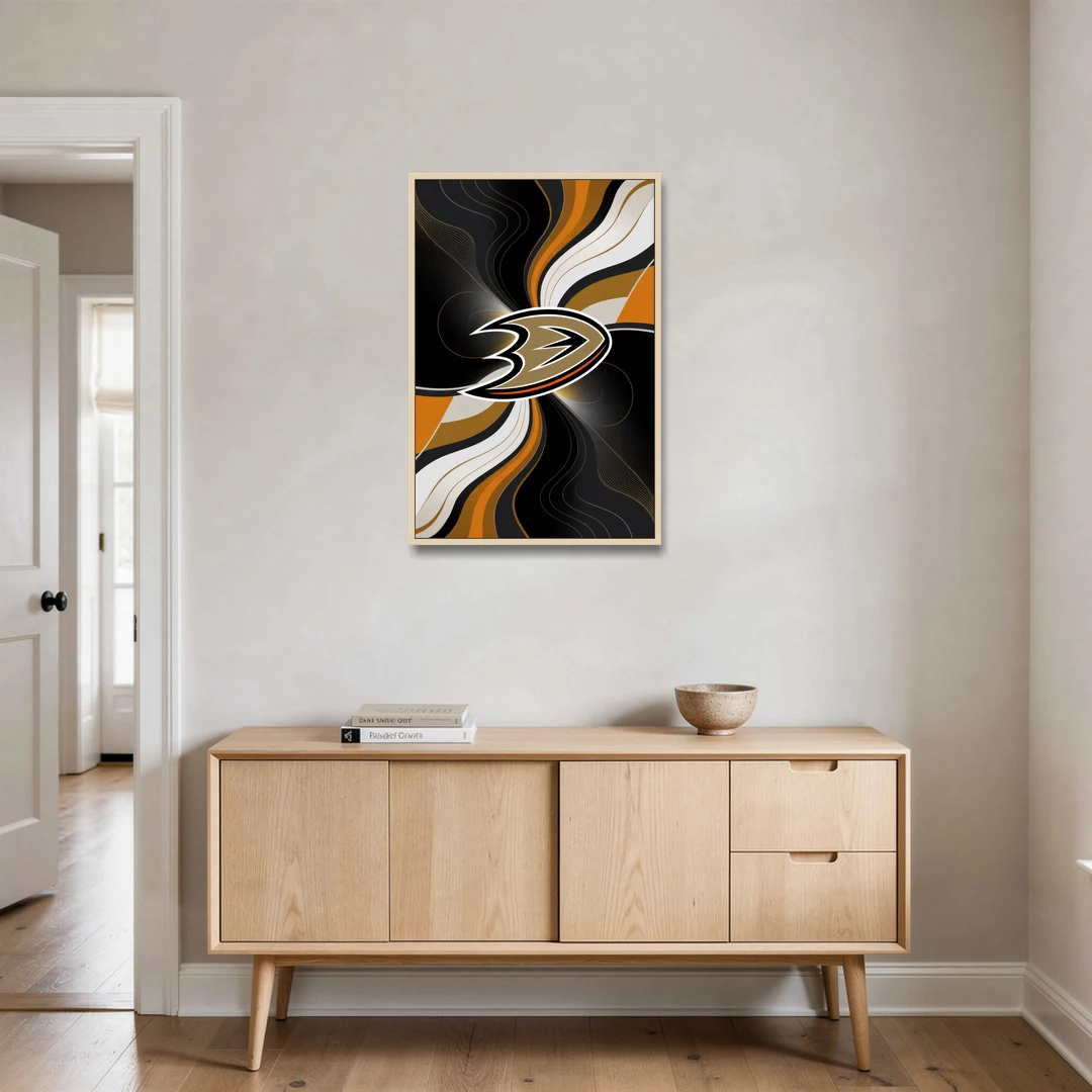 Anaheim Ducks Pride - Oak Framed Canvas Wall Art - Coffee Table - 24x36