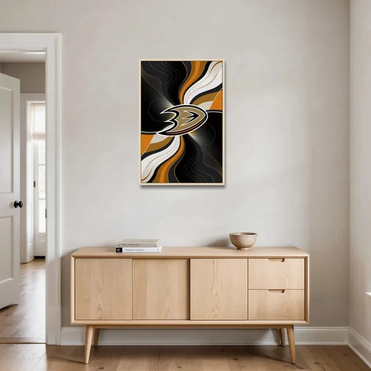 Anaheim Ducks Pride - Oak Framed Canvas Wall Art - Coffee Table - 24x36