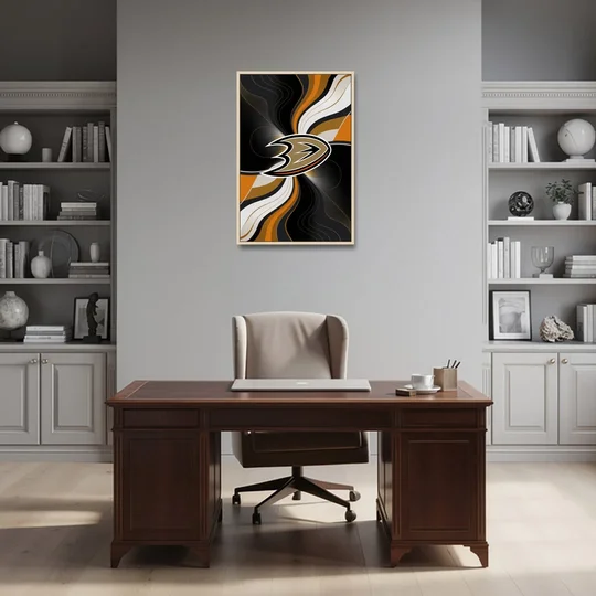Anaheim Ducks Pride - Oak Framed Canvas Wall Art - Office - 24x36