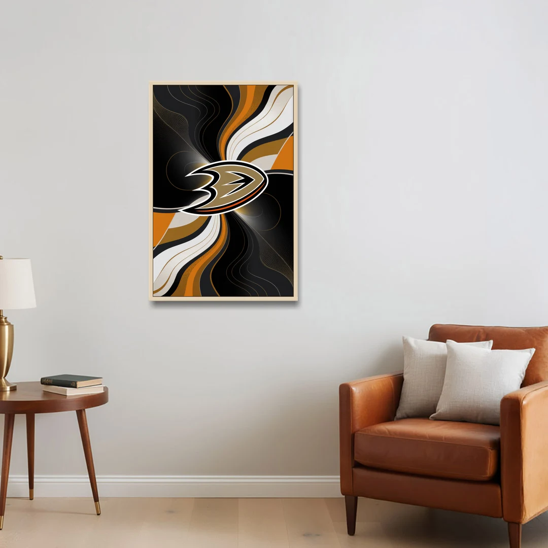 Anaheim Ducks Pride - Oak Framed Canvas Wall Art - Sofa - 24x36