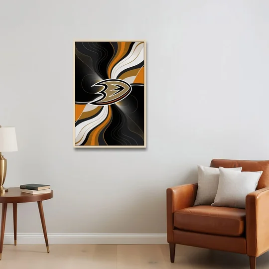 Anaheim Ducks Pride - Oak Framed Canvas Wall Art - Sofa - 24x36