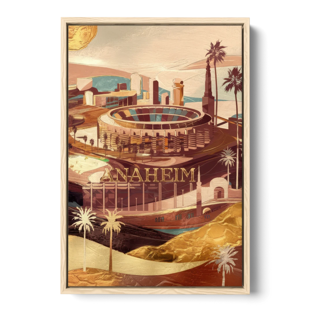 Anaheim Historic Landmarks - Oak Framed Canvas Wall Art - Front