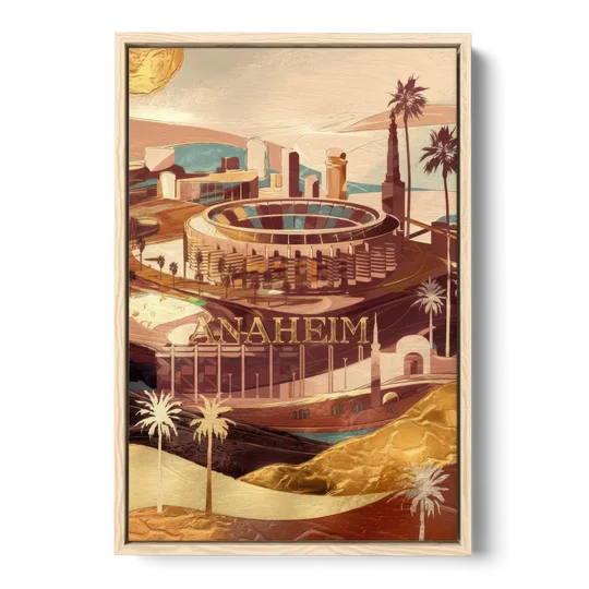 Anaheim Historic Landmarks - Oak Framed Canvas Wall Art - Front