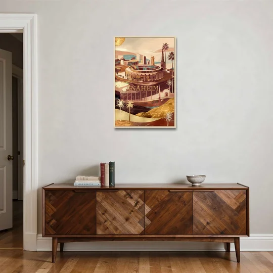Anaheim Historic Landmarks - Oak Framed Canvas Wall Art - Coffee Table - 24x36