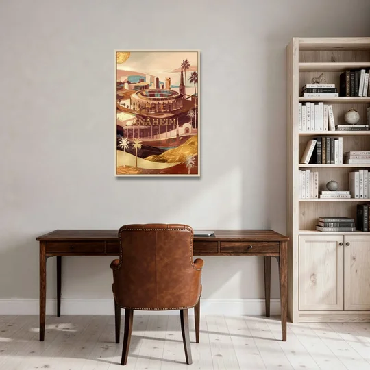 Anaheim Historic Landmarks - Oak Framed Canvas Wall Art - Office - 24x36