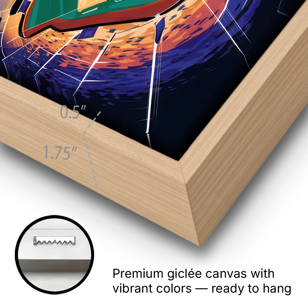Anaheim Stadium Nights - Oak Framed Canvas Wall Art - Gallery Wrap Corner